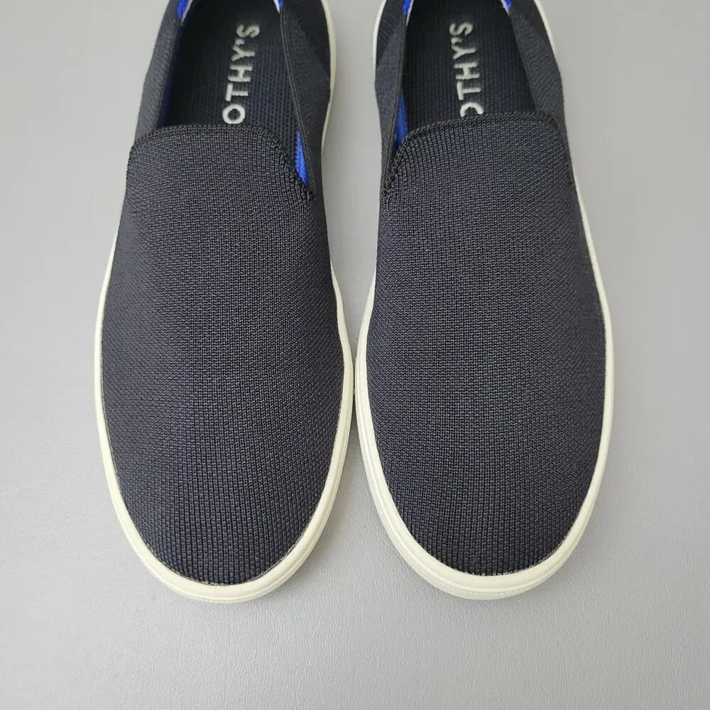 Rothys Slip On Sneaker Womens Size 9 Black Casual Knit Classic Loafer Shoes